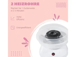 HOMCOM Zuckerwattemaschine Einfach zu Bedienendes Zuckerwattegerät PP Weiß