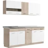 Homestyle4u Küchenzeile ohne Geräte 200 cm Eiche Matt 2356