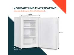 homeX Gefrierschrank Tiefkühlschrank Klein 87L Nutzinhalt 4-Sterne Gefrieren Kompakt und Freistehend Leise Weiß