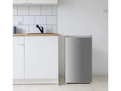 homeX Kühlschrank ohne Gefrierfach Vollraumkühlschrank Klein 88L Nutzinhalt Tischkühlschrank Freistehend Silber