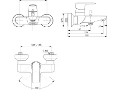 Ideal Standard Badearmatur Connect Air Aufputz Magnetic Grey