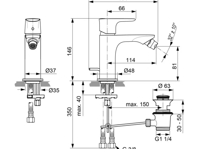 Ideal Standard Bidetarmatur Connect Air Magnetic Grey