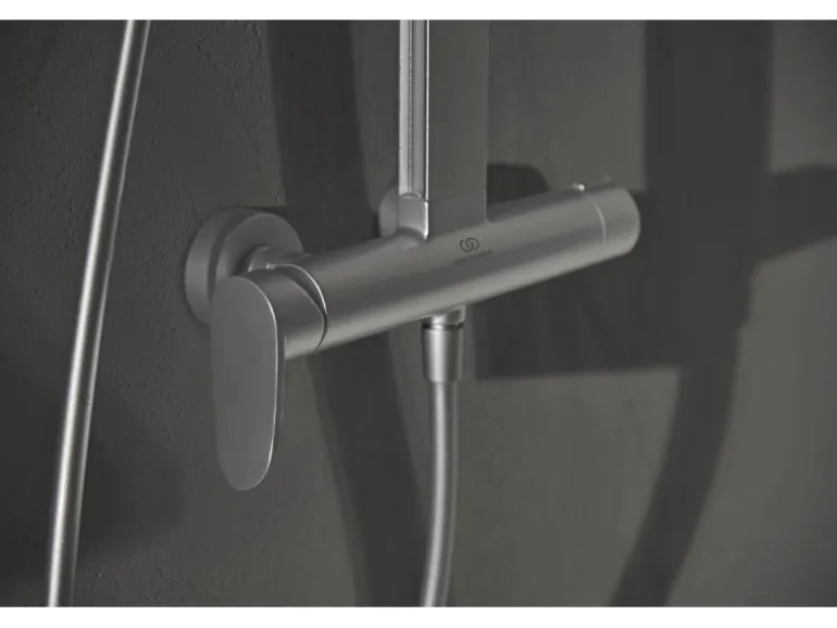 Ideal Standard Duschsystem Einhebel-Armatur mit Regen- und Handbrause Silver