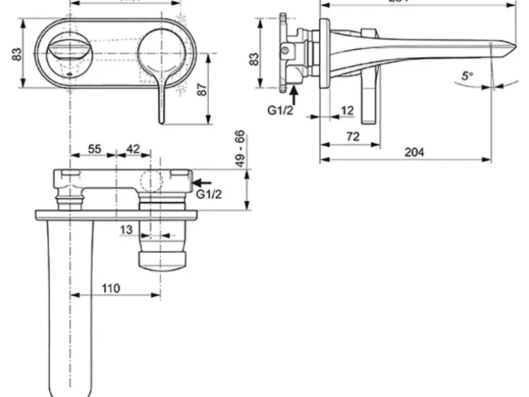 Ideal Standard Wand-Waschtischarmatur Melange Unterputz Chrom