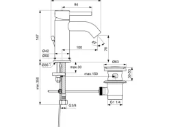 Ideal Standard Waschtischarmatur Ceraline mit Zugknopf-Ablaufgarnitur Silk Black