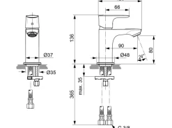 Ideal Standard Waschtischarmatur Connect Air Piccolo o. Ablaufg. Silver Storm