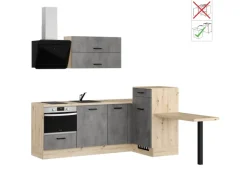 Impuls Küchen Einbauküche IBZ4350HL 225 x 241 cm Beton-Optik ohne E-Geräte
