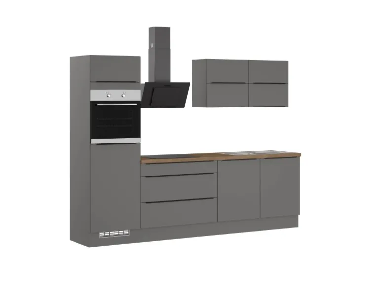 Impuls Küchen Küchenzeile IKZ12806L 280 cm Grafit mit E-Geräten