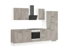 Impuls Küchen Küchenzeile IKZ1310X8 310 cm Beton-Optik natur mit E-Geräten