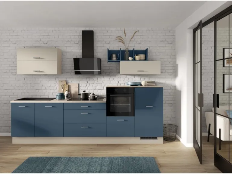 Impuls Küchenzeile 320 cm ohne E-Geräte Alby Blue rechts