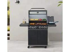 Juskys BBQ Gasgrill Savannah mit 4 Brennern & 1 Seitenbrenner