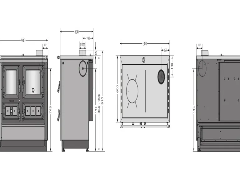 Justus Küchenofen Rustico 90 2.0 Stahl Schwarz 7 kW