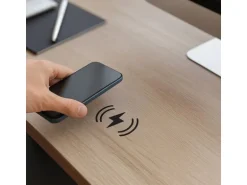 kalb DualCharge 10W Drahtlos Ladegerät Mit 15W USB Ausgang Unterbau Bis 30 mm Unsichtbar Induktionsladegerät Mit Lüfter Netzteil 1200 mm Kabel