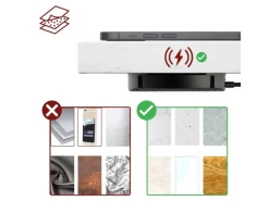 kalb DualCharge 10W Drahtlos Ladegerät Mit 15W USB Ausgang Unterbau Bis 30 mm Unsichtbar Induktionsladegerät Mit Lüfter Netzteil 1200 mm Kabel