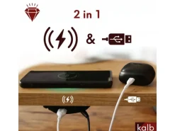 kalb DualCharge 10W Drahtlos Ladegerät Mit 15W USB Ausgang Unterbau Bis 30 mm Unsichtbar Induktionsladegerät Mit Lüfter Netzteil 1200 mm Kabel
