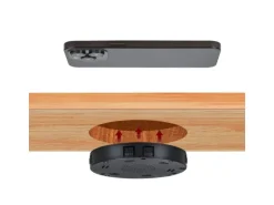 kalb 15W Unterbau Ladegerät Unsichtbar Durchmesser 85mm Induktive Ladestation Schwarz Montage Unter Möbelplatte Universell USB QC 3.0 Plug & Play