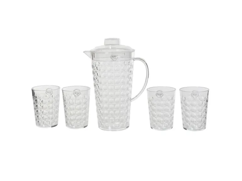 Kanne 2 l inkl. 4 Gläsern Kunststoff Transparent
