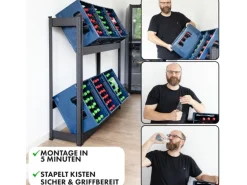 KARAT Flaschenkastenständer Osaka Getränkekistenregal für 6 Kästen 110 x 110 x 30 cm
