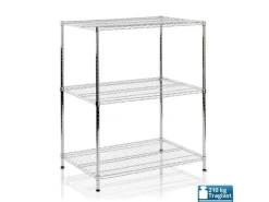 KARAT Gitterregal Everest 210 kg Belastbarkeit 3 Böden Verchromt 60 x 35 x 90 cm