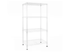 KARAT Gitterregal Rocky 200 kg Belastbarkeit 4 Böden Weiß 55 x 35 x 110 cm