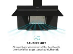 Klarstein Aurica 90 Dunstabzugshaube 90 cm Wandanbau 165 W Schwarz