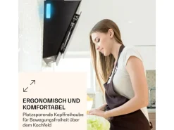 Klarstein Aurora Eco 90 Dunstabzugshaube 550 m³/h 90cm Kopffrei Ambientelicht Schwarz