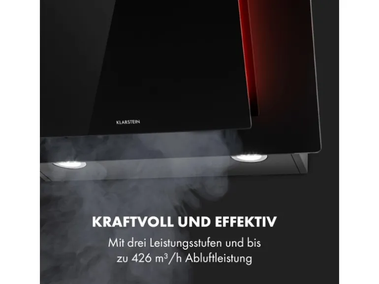 Klarstein Eleonora 60 Dunstabzugshaube 426 m³/h Touch-Panel Ambiente-Licht Schwarz