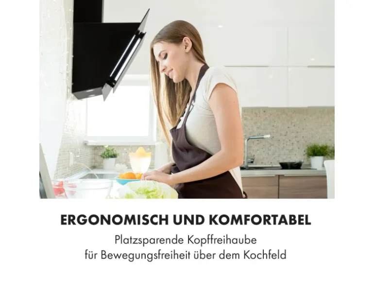 Klarstein Eleonora 60 Dunstabzugshaube 426 m³/h Touch-Panel Ambiente-Licht Schwarz