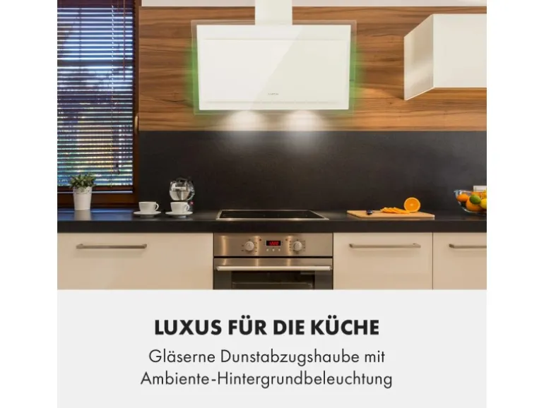 Klarstein Mirage 90 Dunstabzugshaube 550 m³/h Touch-Panel Ambient EEC A++ Weiß