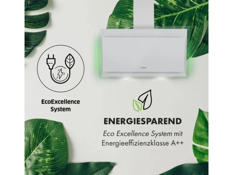 Klarstein Mirage 90 Dunstabzugshaube 550 m³/h Touch-Panel Ambient EEC A++ Weiß