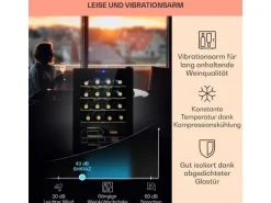 Klarstein Shiraz 20 Uno Weinkühlschrank 53 L 20 Flaschen Touch-Bedienfeld 5-18°C
