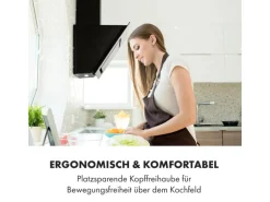 Klarstein Sofia 60 Dunstabzugshaube Kopffrei 300 m³/h Touch-Control Glasfront Schwarz