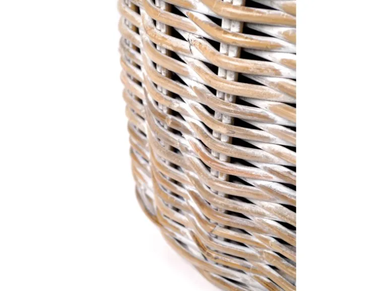 Kobolo Pflanzkorb Übertopf Pflanzkübel Rattan Kubu Grey Rund mit Folie