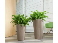 Lechuza® Pflanzgefäß Rondo Premium Ø 33 cm x 56 cm Taupe hochglanz