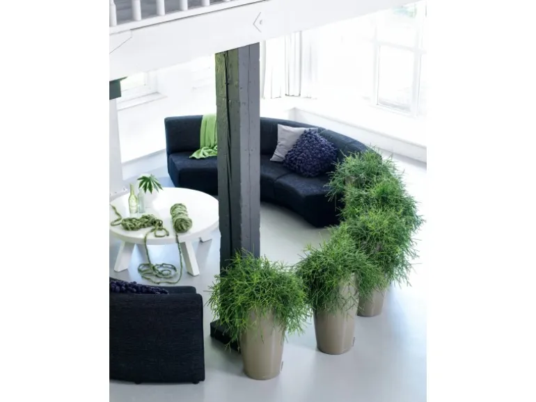 Lechuza® Pflanzgefäß Rondo Premium Ø 33 cm x 56 cm Taupe hochglanz