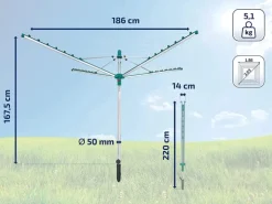 Leifheit Wäschespinne Linomatic V 40m Leine Wäscheständer höhenverstellbar