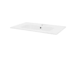 LuxeBath Waschbecken aus Keramik Weiß 81x16,5x46 cm mit Ablaufgarnitur