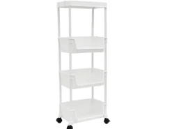 MAKLIK Küchenrollwagen mit 3 Körben 35x24x100 cm Weiß