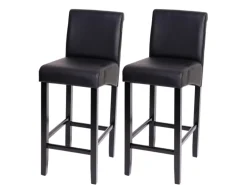 MCW Barhocker C33 2er-Set Schwarz Matt Dunkle Beine Kunstleder