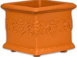 Mein-Pflanztopf  Blumentopf Venedig Quadratisch Mediterran Verziert Kunststoff Terrakotta 35 x 35 cm