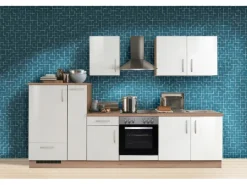 Menke Küchenzeile Artisan Premium 300 cm Lack Weiß Artisan-Eiche Nachbildung