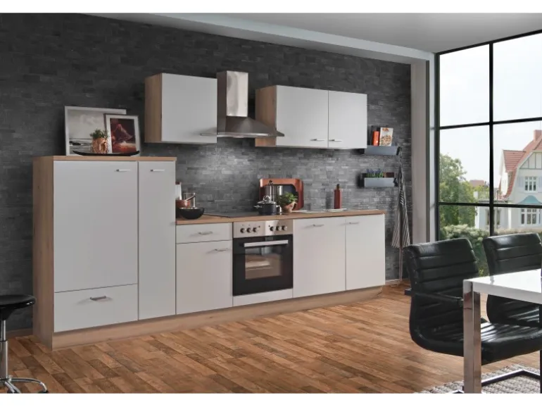 Menke Küchenzeile Artisan Classic 310 cm Weiß Artisan-Eiche Nachbildung