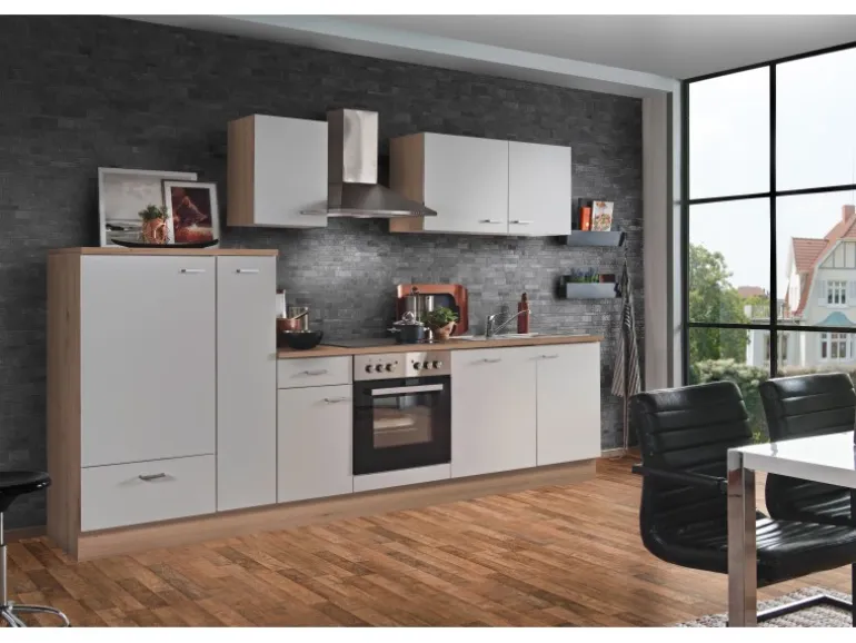 Menke Küchenzeile Artisan Classic 300 cm Weiß Artisan-Eiche Nachbildung