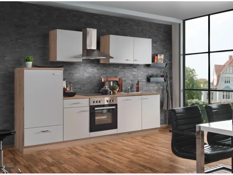Menke Küchenzeile Artisan Classic 280 cm Weiß Artisan-Eiche Nachbildung