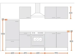 Menke Küchenzeile Classic 270 cm Lava Melamin-Sonoma Eiche Nachbildung