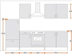 Menke Küchenzeile Premium 270 cm Weiß Hochglanz-Sonoma Eiche Nachbildung