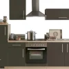 Menke Küchenzeile Premium 270 cm Lava Hochglanz-Sonoma Eiche Nachbildung