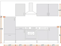 Menke Küchenzeile Premium 280 cm Weiß Hochglanz-Sonoma Eiche Nachbildung