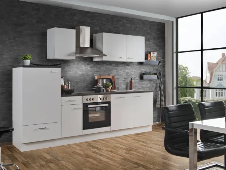 Menke Küchenzeile White Classic 270 cm Weiß-Marmor-Optik
