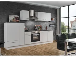Menke Küchenzeile White Classic 300 cm Weiß-Marmor-Optik